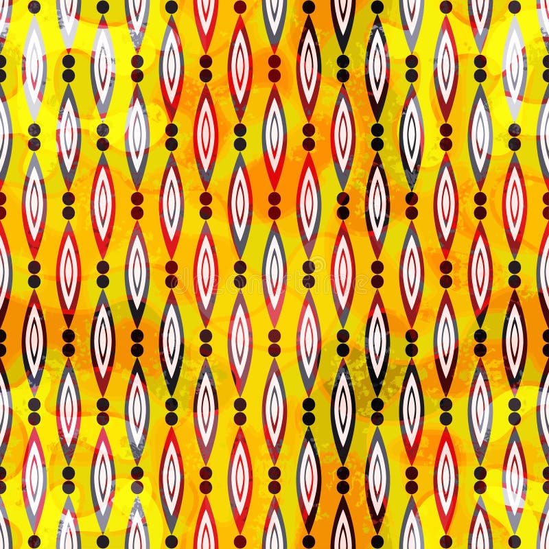 Los elementos geométricos abstractos coloridos en un modelo inconsútil del fondo amarillo vector el ejemplo libre illustration