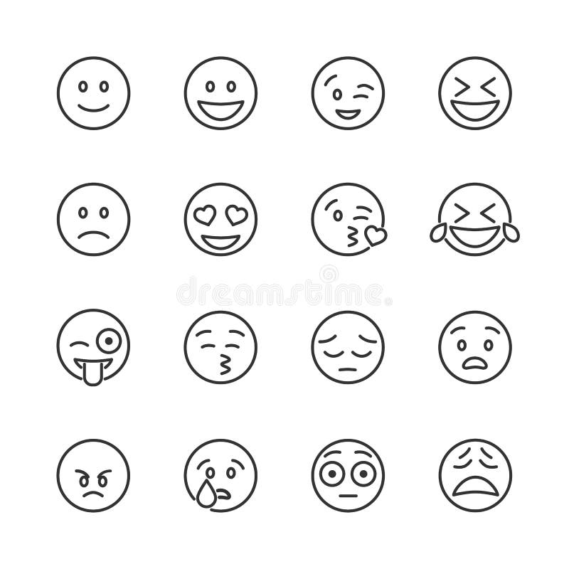 Línea Iconos De Los Emoticons Fijados Ilustración Del Vector