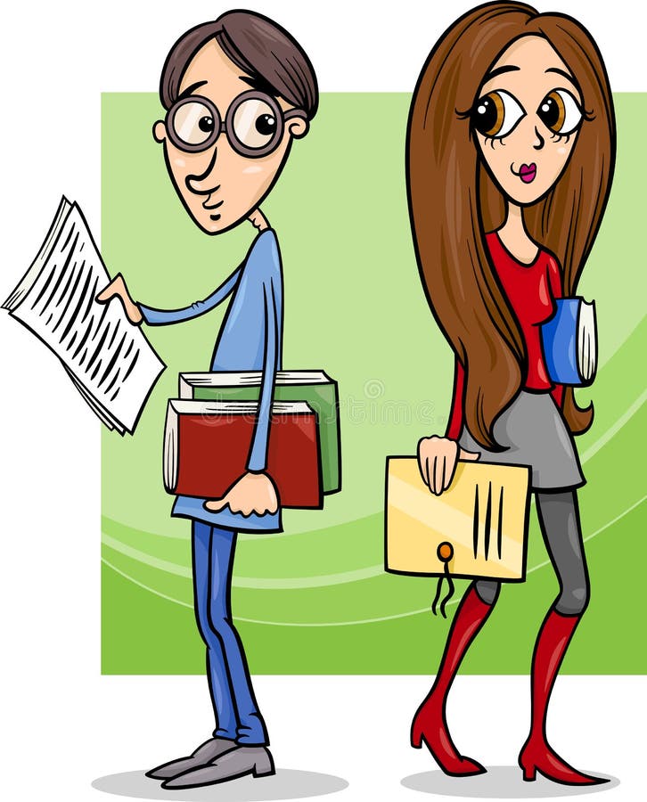 Los estudiantes se juntan en historieta del amor stock de ilustración Los estudiantes se juntan en historieta del amor stock de ilustración