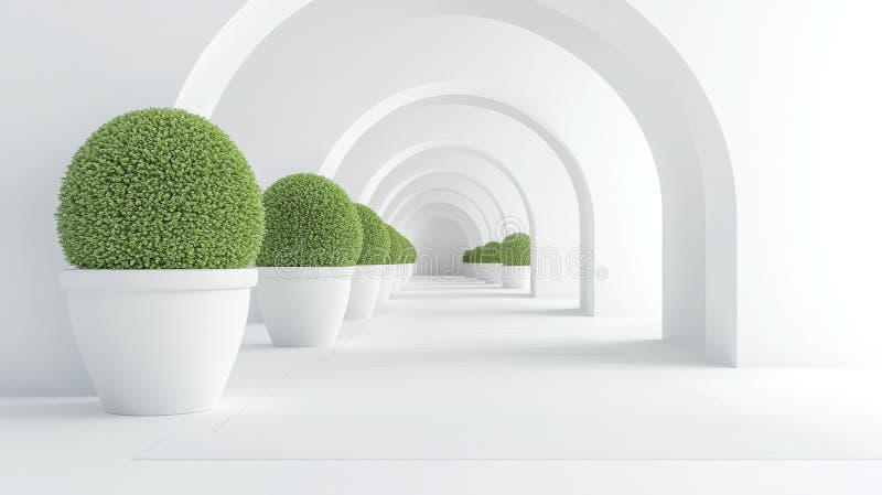 Los exuberantes arcos verdes y el Topiary bordean la serena ruta del Jardín Misty fotografía de archivo libre de regalías