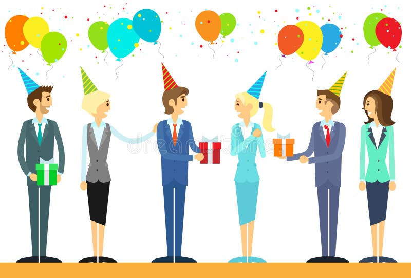 Los hombres de negocios agrupan celebran día de fiesta del cumpleaños ilustración del vector Los hombres de negocios agrupan celebran día de fiesta del cumpleaños ilustración del vector