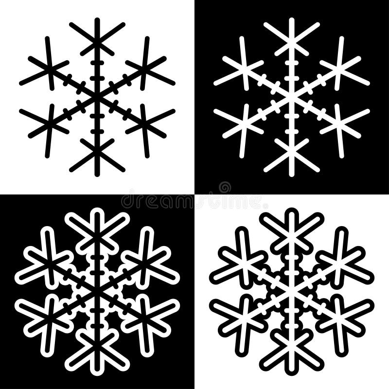 Los iconos de los símbolos del copo de nieve firman el sistema coloreado blanco y negro simple 4 de los logotipos stock de ilustración Los iconos de los símbolos del copo de nieve firman el sistema coloreado blanco y negro simple 4 de los logotipos stock de ilustración