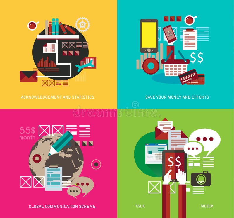 Los iconos planos del estilo UI a utilizar para su negocio proyectan, stock de ilustración Los iconos planos del estilo UI a utilizar para su negocio proyectan, stock de ilustración