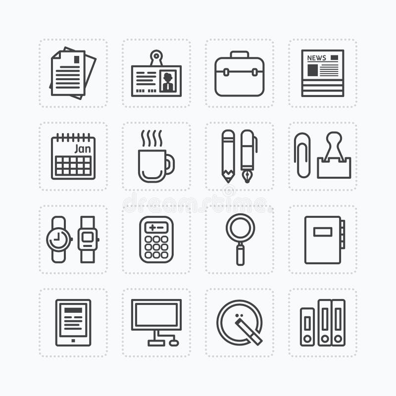 Los iconos planos del vector fijaron de concepto del esquema de las herramientas de la oficina de negocios libre illustration Los iconos planos del vector fijaron de concepto del esquema de las herramientas de la oficina de negocios libre illustration