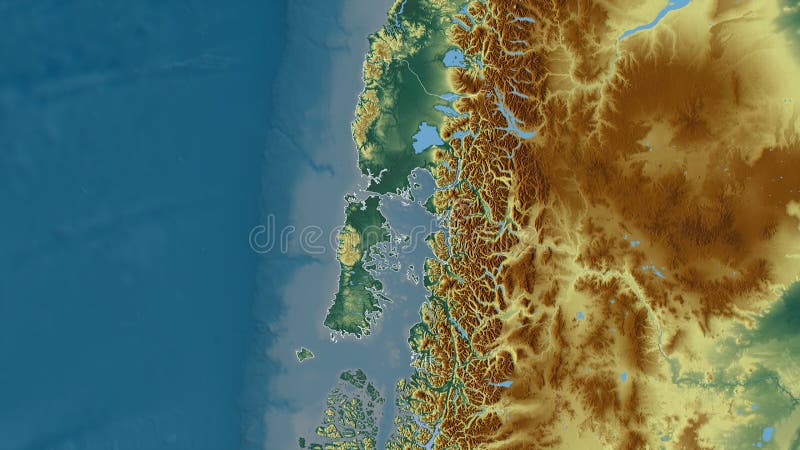Los Lagos, Chile – delineado. Relevo ilustração do vetor