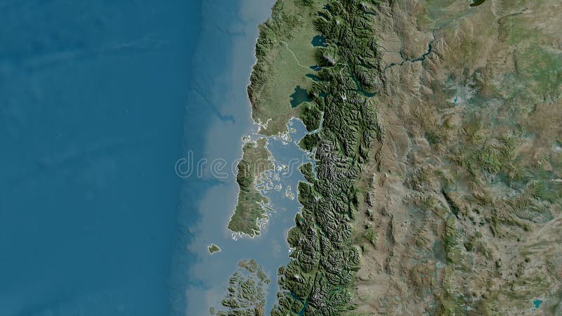 Los Lagos, Chile – delineado. Satélite ilustração royalty free