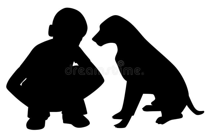 Los mejores amigos niño pequeño y perro libre illustration Los mejores amigos niño pequeño y perro libre illustration