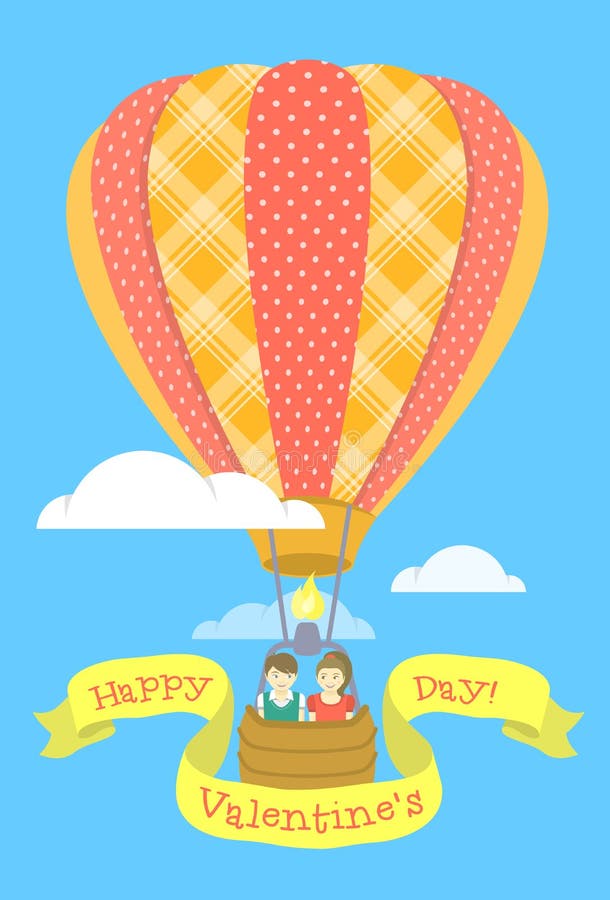 Los pares en amor en un aire caliente hinchan libre illustration Los pares en amor en un aire caliente hinchan libre illustration