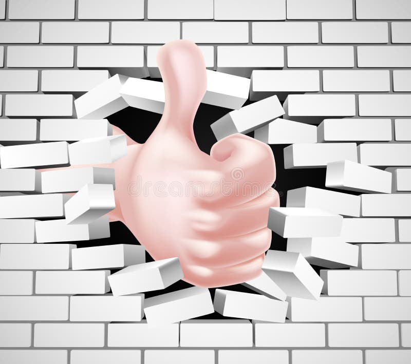Los pulgares suben la mano que rompe la pared libre illustration Los pulgares suben la mano que rompe la pared libre illustration