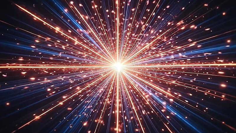 Los rayos de luz de alta velocidad generan una IA generativa rica en starburst simétrica ilustración del vector