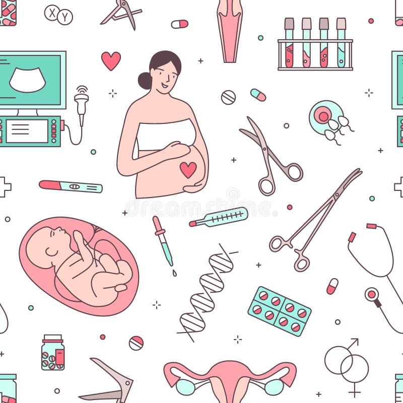 Los Servicios De Ginecología Vectorial Sin Fisuras Obstetricia Y Decoración  Del Parto Ultrasonido Y Medicina Ilustración del Vector - Ilustración de  embarazado, fondo: 163170654