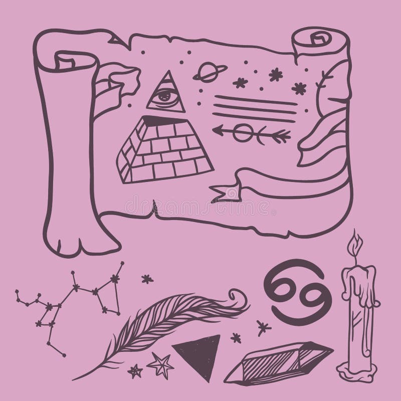 Los símbolos esotéricos del vector de moda bosquejan magia dibujada mano de la ciencia de la química del ocultismo de la espiritu libre illustration Los símbolos esotéricos del vector de moda bosquejan magia dibujada mano de la ciencia de la química del ocultismo de la espiritu libre illustration