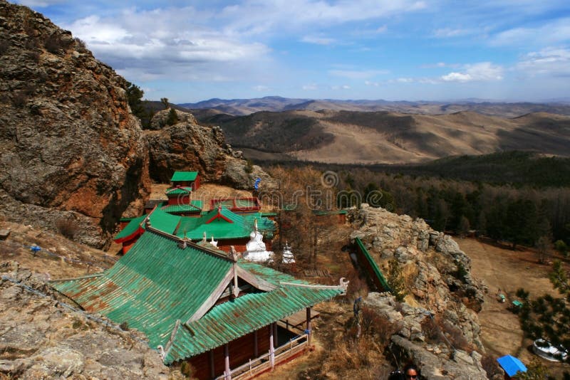 Los tejados del monasterio de Tovkhon, provincia de Ovorkhangai, Mongolia Sitio del patrimonio mundial de la UNESCO