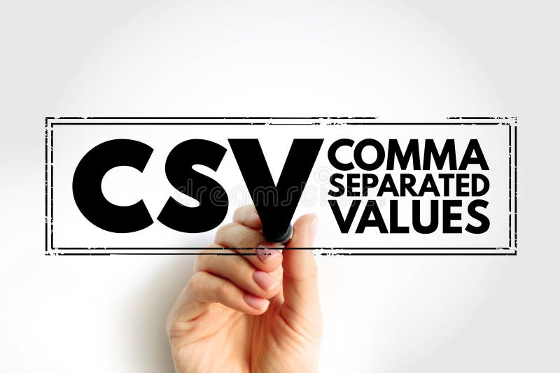 Los valores separados por comas de csv son un archivo de texto delimitado que utiliza una coma para separar valores en segundo pla foto de archivo libre de regalías