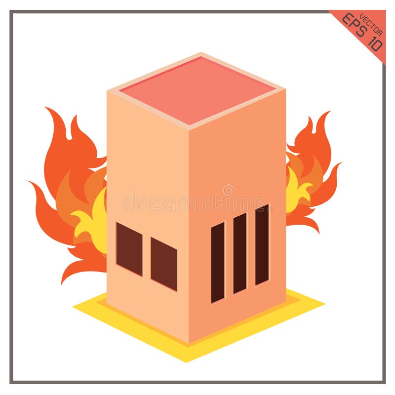 Los vectores fijaron color del fuego del edificio blanco en la tierra de la parte posterior del blanco libre illustration Los vectores fijaron color del fuego del edificio blanco en la tierra de la parte posterior del blanco libre illustration