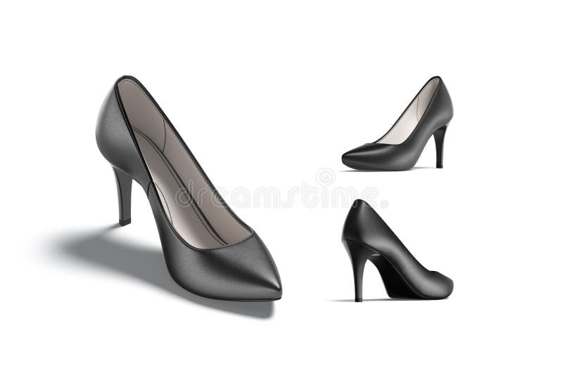 Los Zapatos Negros De Tacones Altos Se Burlan De Diferentes Puntos De Vista Stock ilustración - Ilustración de deslizador, calzado: 235241182
