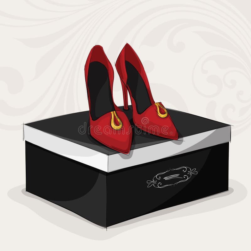 Mujer Pone Zapatos Rojos Chica Y Belleza. Tamaño De Pie De Conexión De  Tienda Ilustración del Vector - Ilustración de hembra, moderno: 264281309