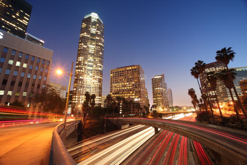 Freeway traffic in downtown Los Angeles. Freeway traffic in downtown Los Angeles.