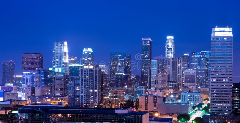 Los Angeles skyline at night. Los Angeles skyline at night