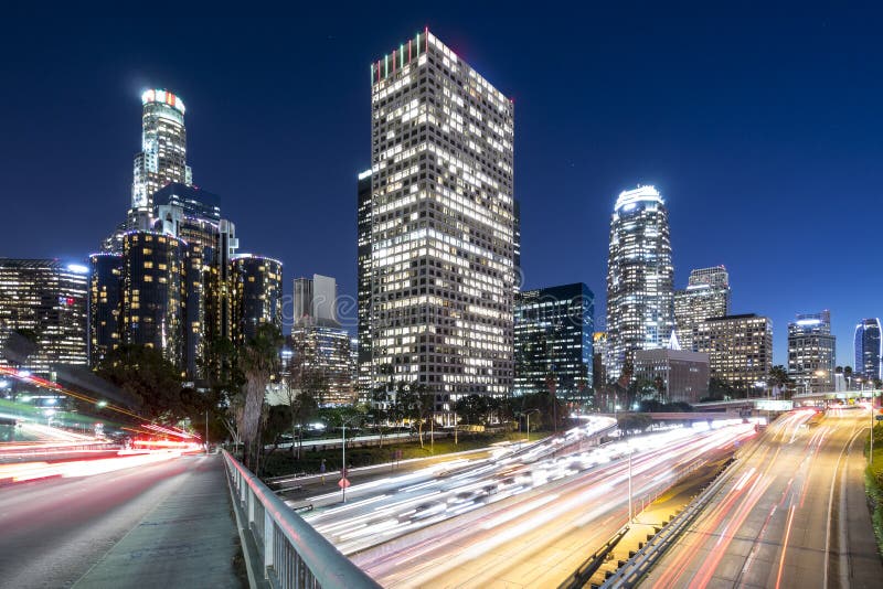 Downtown Los Angeles overlooking the 110 freeway. Downtown Los Angeles overlooking the 110 freeway