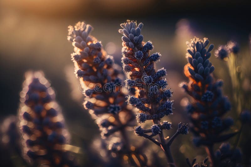 ?lose Up Shot of Lavender Flowers. AI Generated Stock Illustration