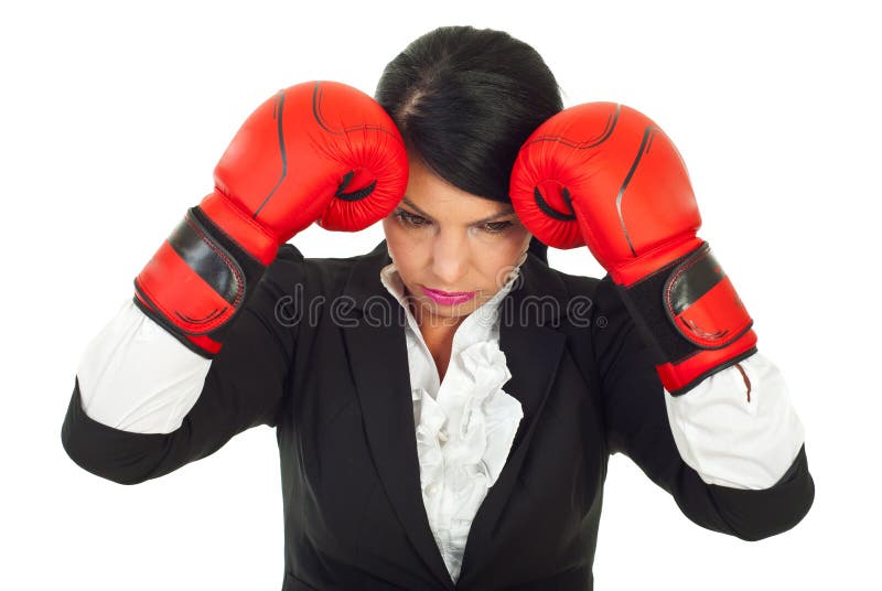 Loser upset business woman