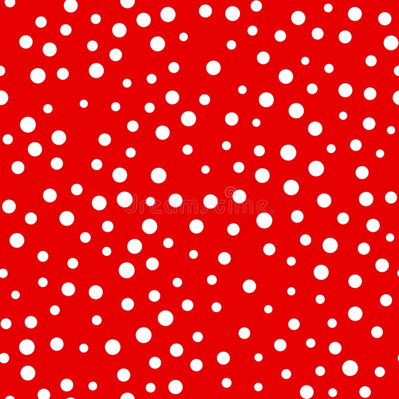 Losowo rozproszony wzorzec kropki polki, abstrakcyjne czerwone i białe tło, białe kropki na czerwono