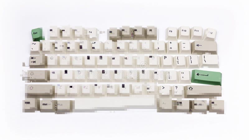 Losse computer keyboard keys moving around vector illustration