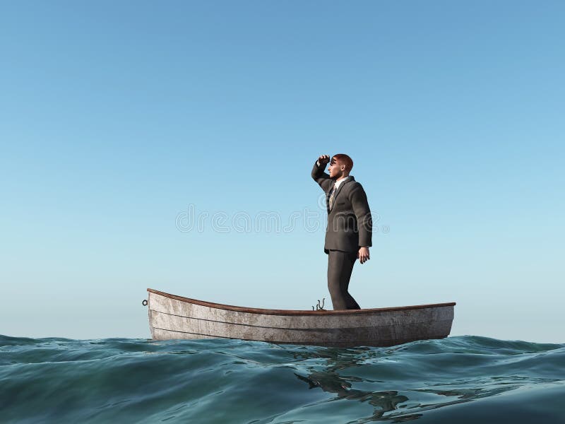 Lost man in a boat