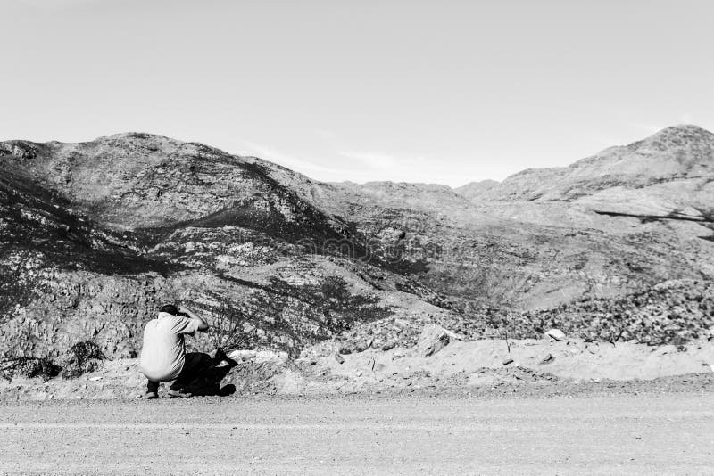 Lost man in the Swartberg Pass royalty free stock photo Lost man in the Swartberg Pass royalty free stock photo