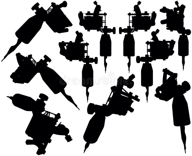 Lot Of Black Silhouette  Graphic Tattoo  Machines  Stock 