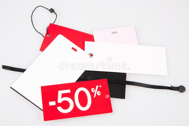 Lot of clothing label price tag in shop stock photo Lot of clothing label price tag in shop stock photo