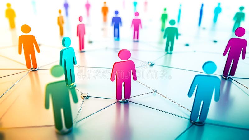 A lot of connected people. Network and social media. A group of different people connection. Gathering of data and stock images
