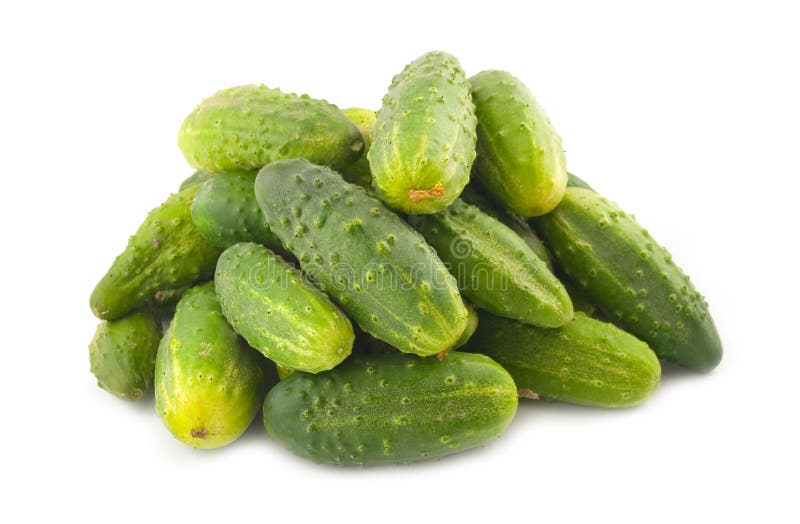 Is a lot of cucumbers on a white background