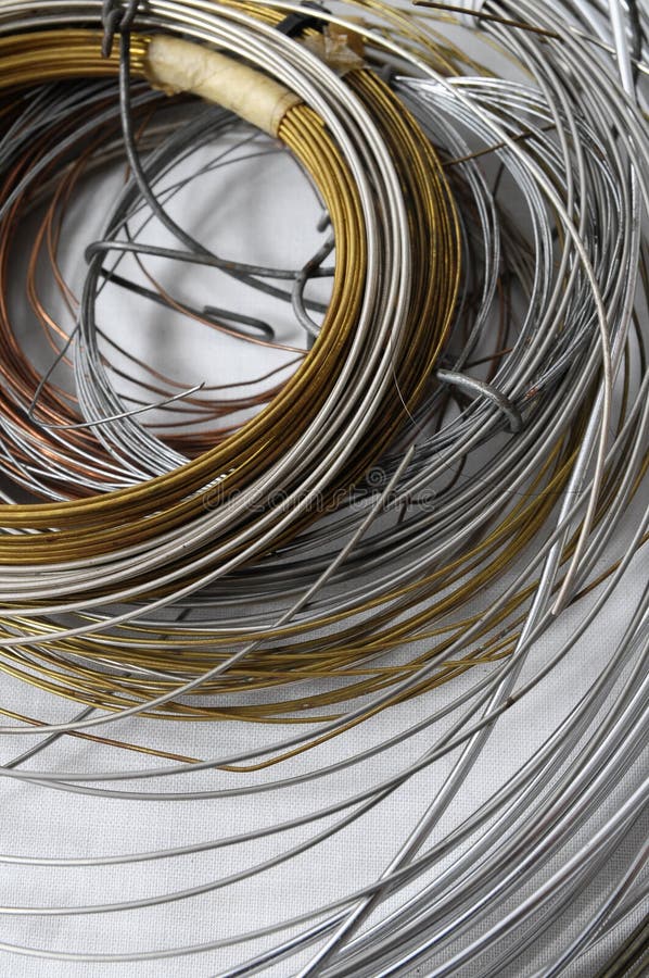 Lot of Different Metal Wire Stock Image Image of stainless, brass