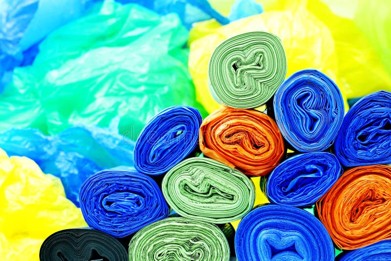 A Lot of Garbage Bags Rolls Stock Image Image of chores, container