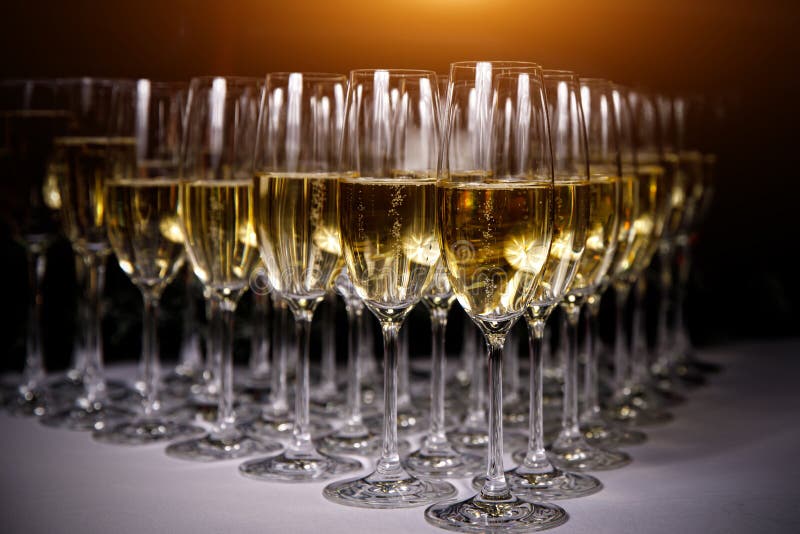 Glasses with Champagne. Back Light Stock Photo Image of wedding