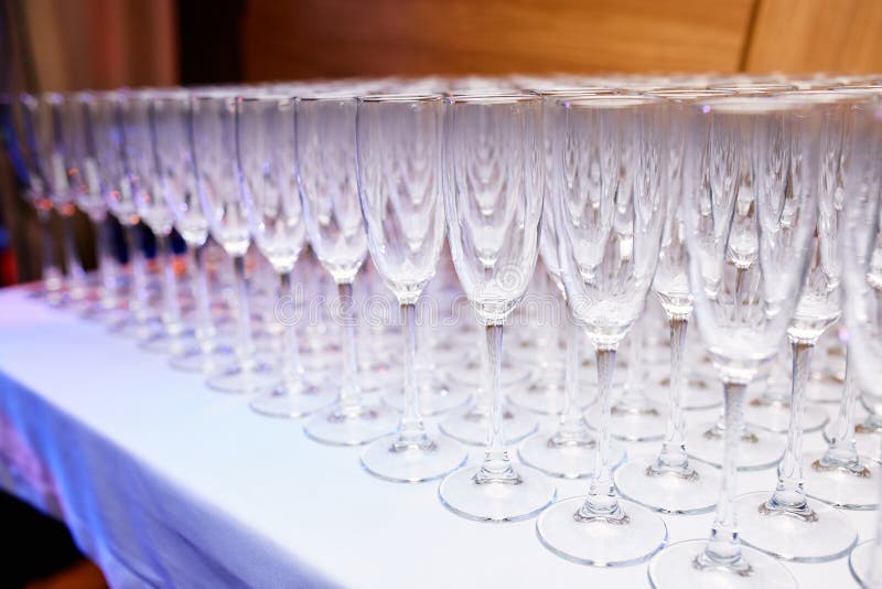 A Lot of Glasses of Champagne on a Table Stock Image Image of elegant