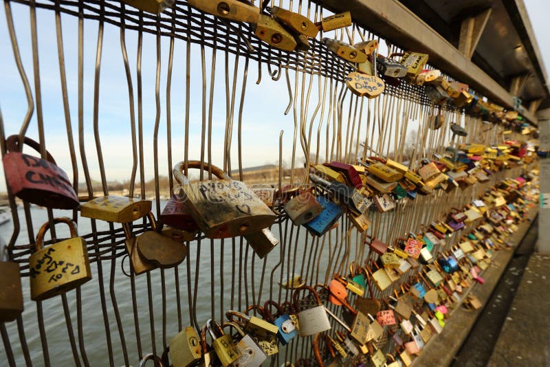 Locks on the Bridge Railing. Editorial Stock Image Image of bridge