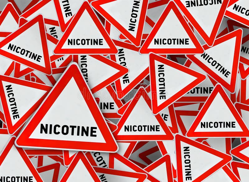 A lot of nicotine triangle road sign royalty free illustration