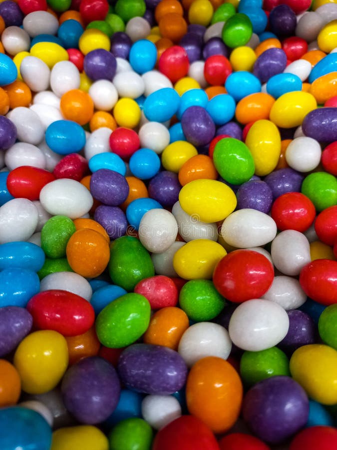 A Lot of Oval Candies in Multicolored Glaze Stock Photo Image of