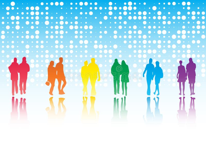 Lot of people in love clip-arts vector illustration