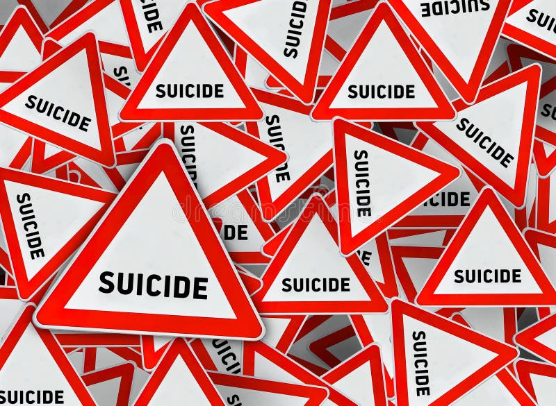 A lot of suicide triangle road sign royalty free illustration