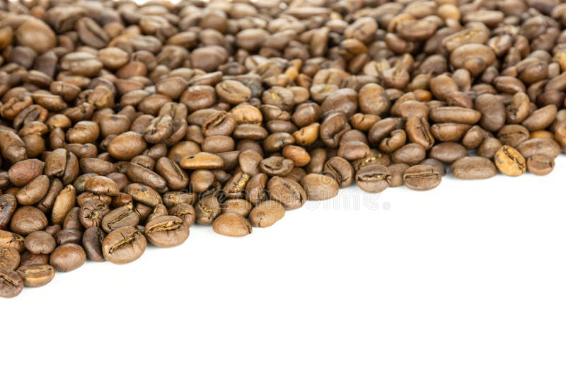 Dark Brown Coffee Beans Sweet Arabica Isolated on White Stock Photo ...