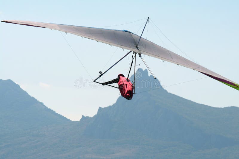 Hang glider in the flight. Hang glider in the flight