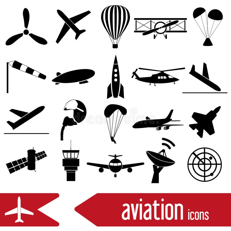 Lotnictwo duży set proste ikony eps10