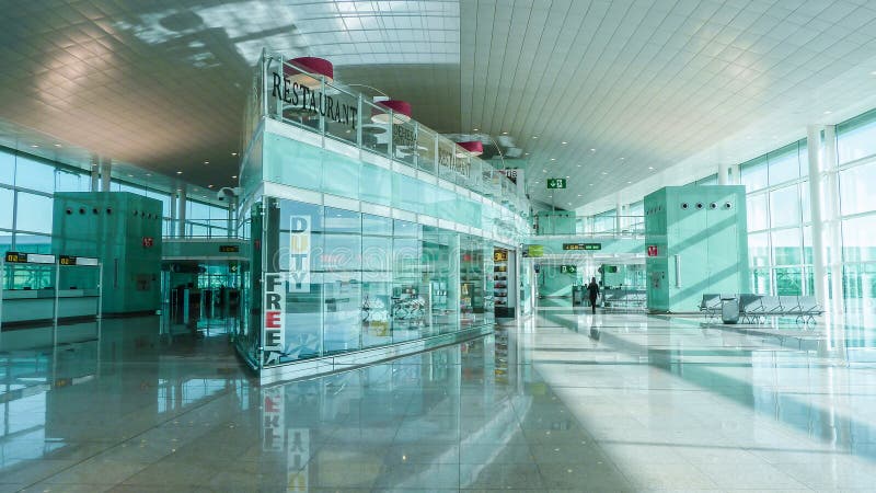 Lotniskowy sala wnętrze, hol strefa, bezcłowa Piękna zaawansowany technicznie architektura