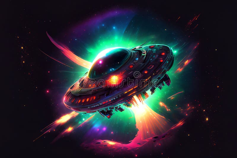 Lotny statek kosmiczny ufo z kosmosu obraz royalty free