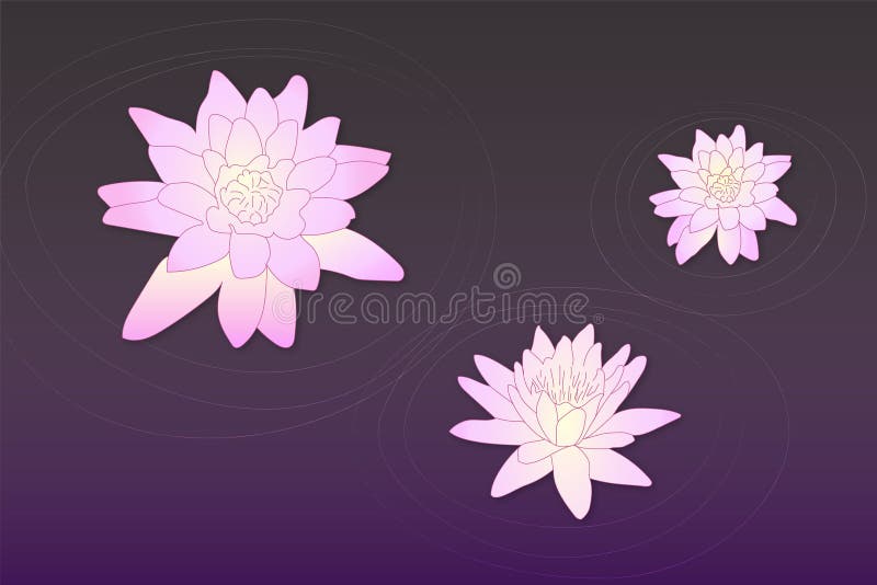 Loto colorido del vector en el agua con los círculos en violeta oscura y colores rosados ilustración del vector Loto colorido del vector en el agua con los círculos en violeta oscura y colores rosados ilustración del vector