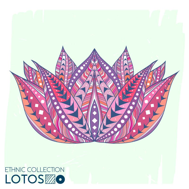 Lotos blommaperson som tillhör en etnisk minoritet, stam- stil Boho tryck Moderiktig hög detaljerad kaktus Se perfekt på t-skjort vektor illustrationer